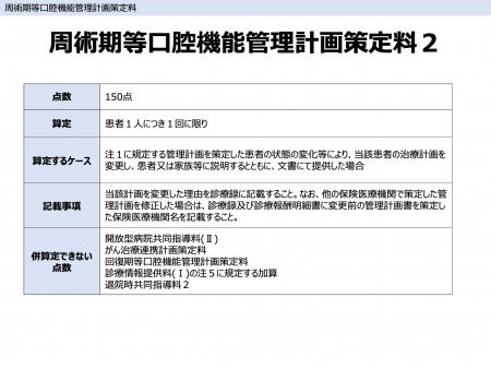 周術期等口腔機能管理計画策定料2